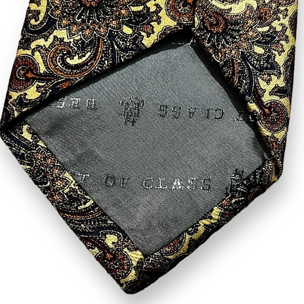 Robert Talbott Best  of Class 100% Silk Neck Tie Yellow Paisley Print Designer